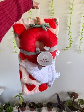 Adirondack Baby Red Strawberry Neck Pillow & Throw Set